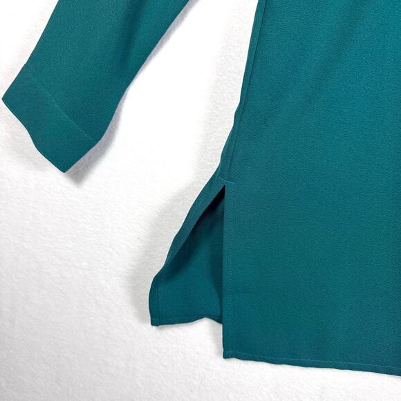 J JILL Blouse Women's Teal Button Up Long Sleeve Pleated Size Small - Picture 6 of 7